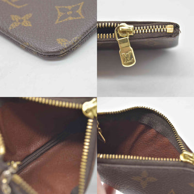 $345 Louis Vuitton Monogram Pochette Cles Wallet Coin Purse Brown