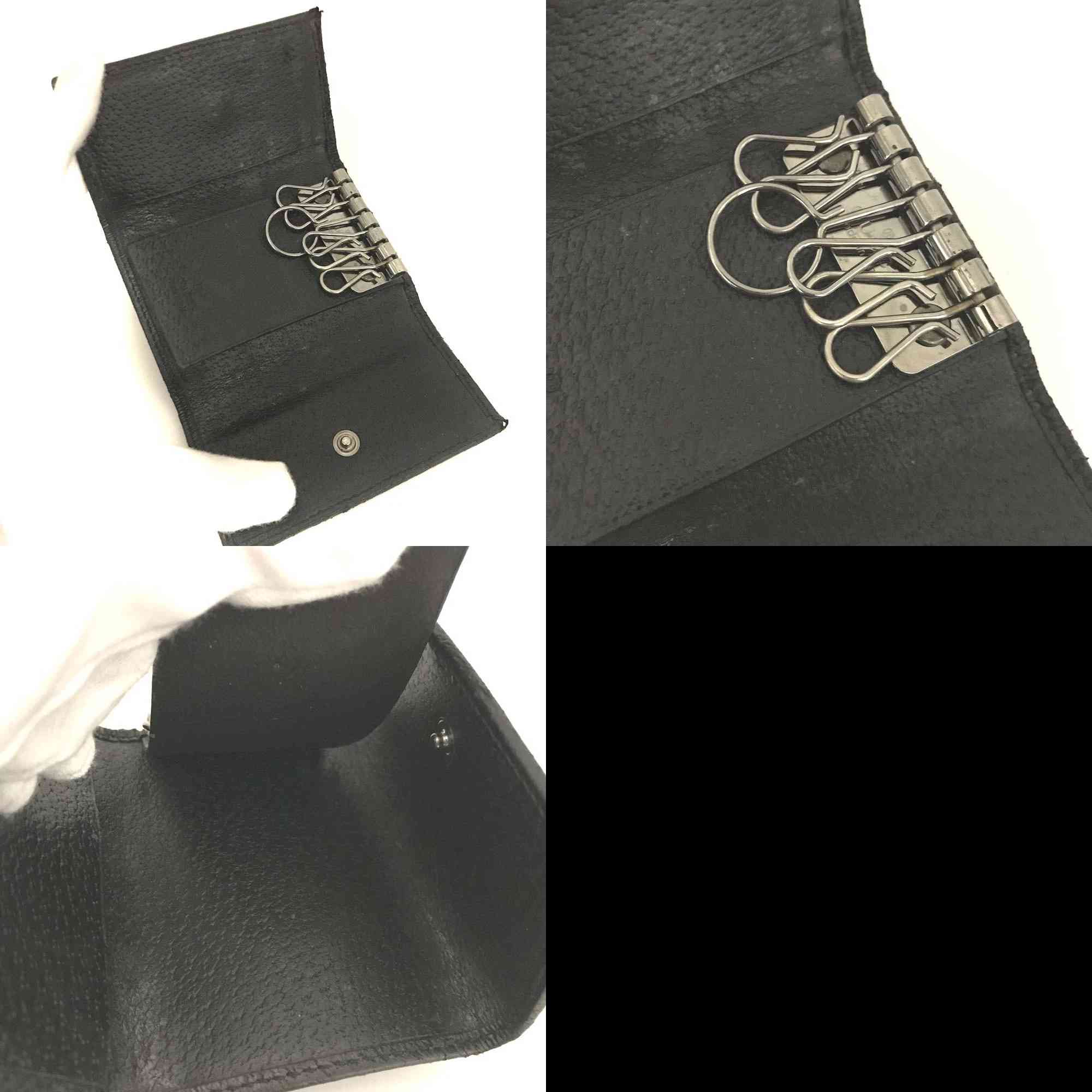 $350 GUCCI Sherry Line Leather 6 Ring Key Case Black