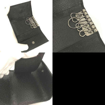 $350 GUCCI Sherry Line Leather 6 Ring Key Case Black