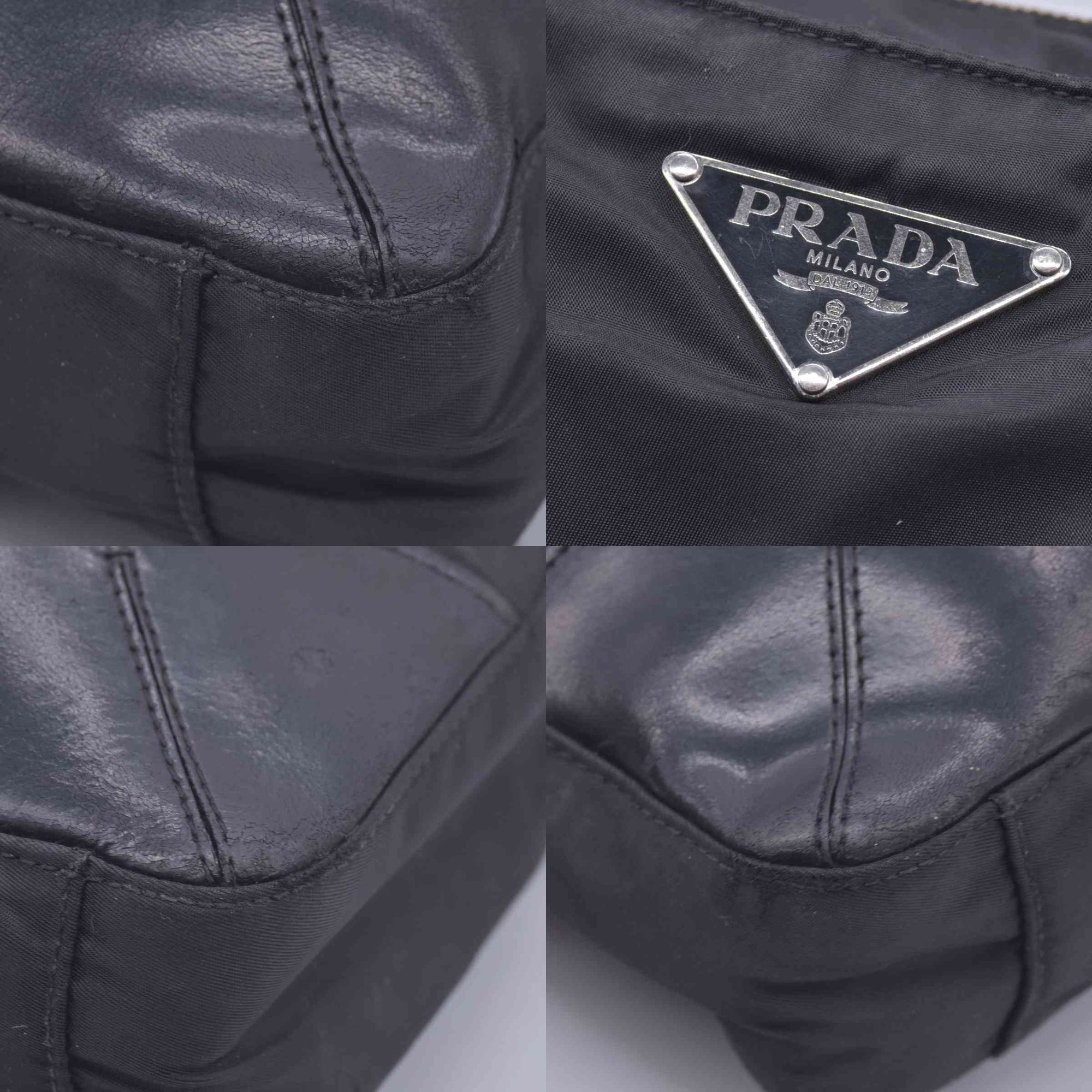 $1290 Prada Triangle Black Tessuto Nylon Shoulder Bag