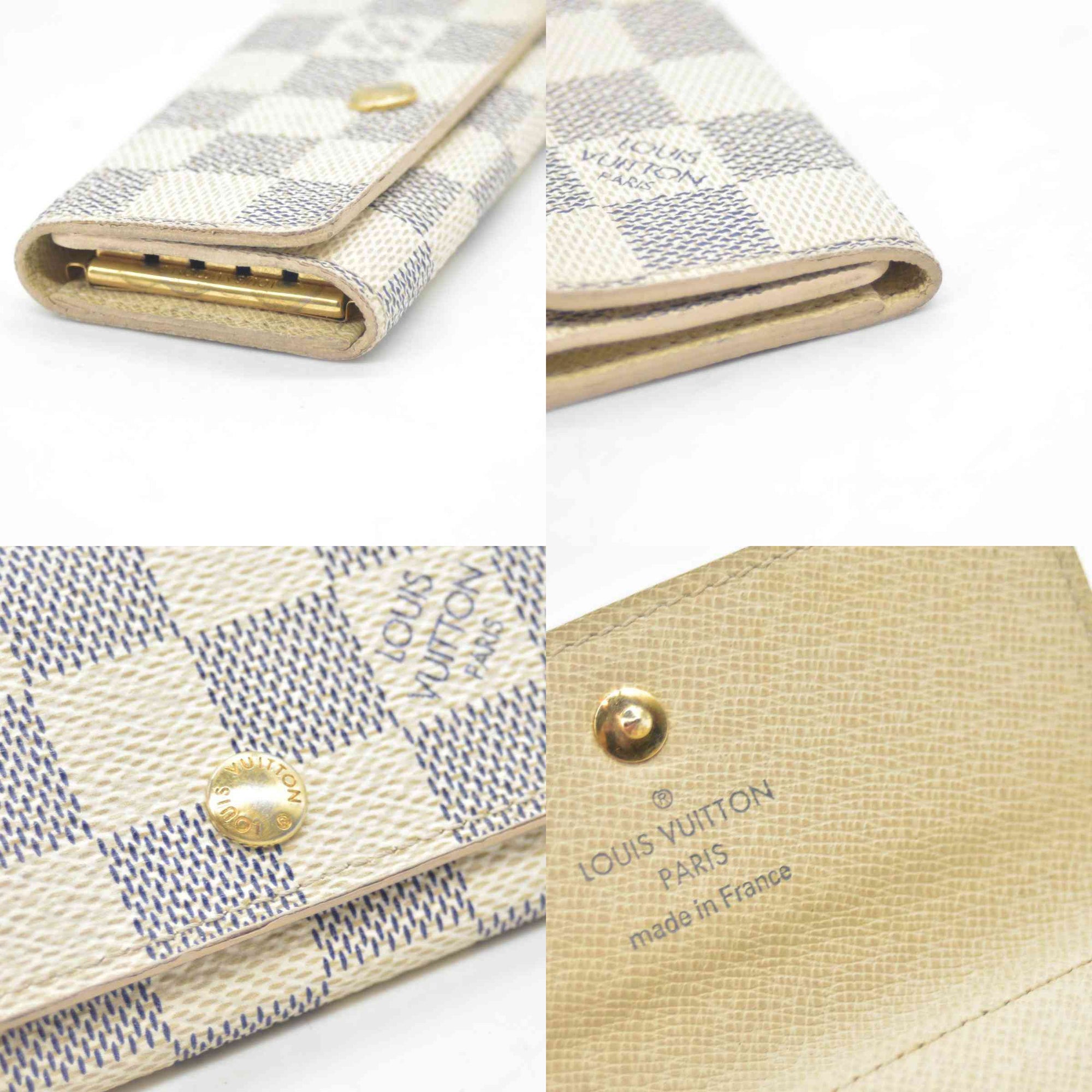 $345 Louis Vuitton Damier Azur Multicles 4 Ring Key Case White CT1153 CONSIGNMENT