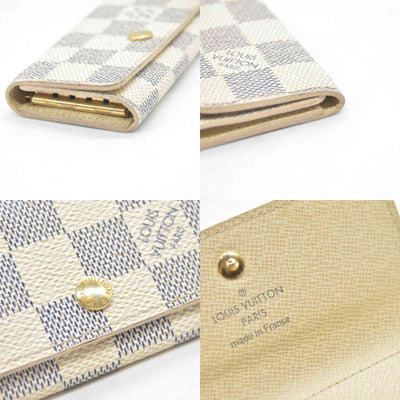 $345 Louis Vuitton Damier Azur Multicles 4 Ring Key Case White CT1153 CONSIGNMENT