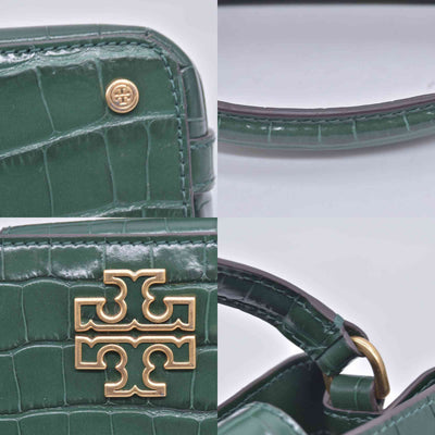 $720 TORY BURCH Britten Handbag Green Croc Embossed CONSIGNMENT