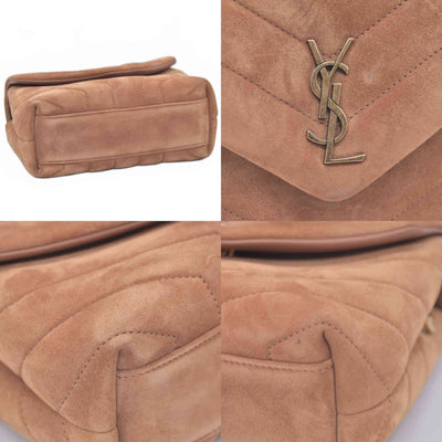 $1890 2022 Saint Laurent Suede Toy Loulou Shoulder Bag Cinnamon