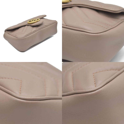 $1450 Gucci Double G Marmont Super Mini Beige Leather Crossbody Bag