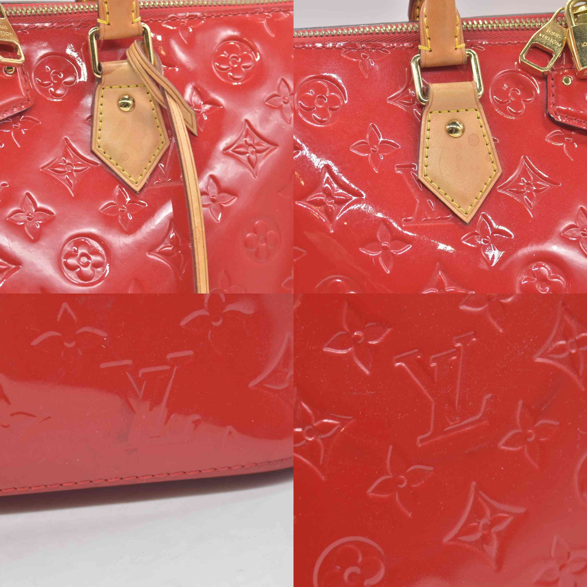 $2350 2014 LOUIS VUITTON Vernis Montebello MM Red DR3154
