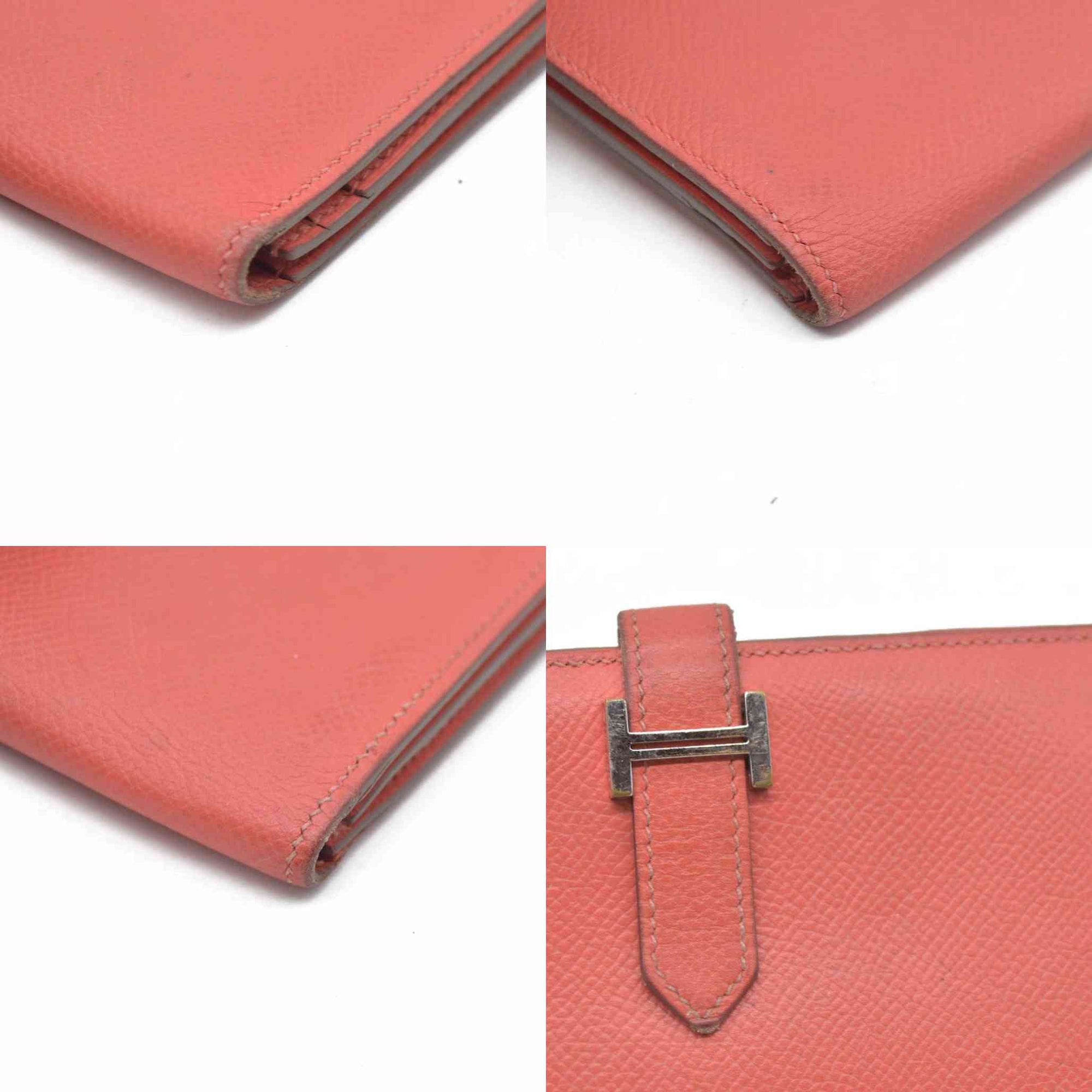 AUCTION $1570 Hermes Epsom Bearm Souffle Bifold Wallet Pink