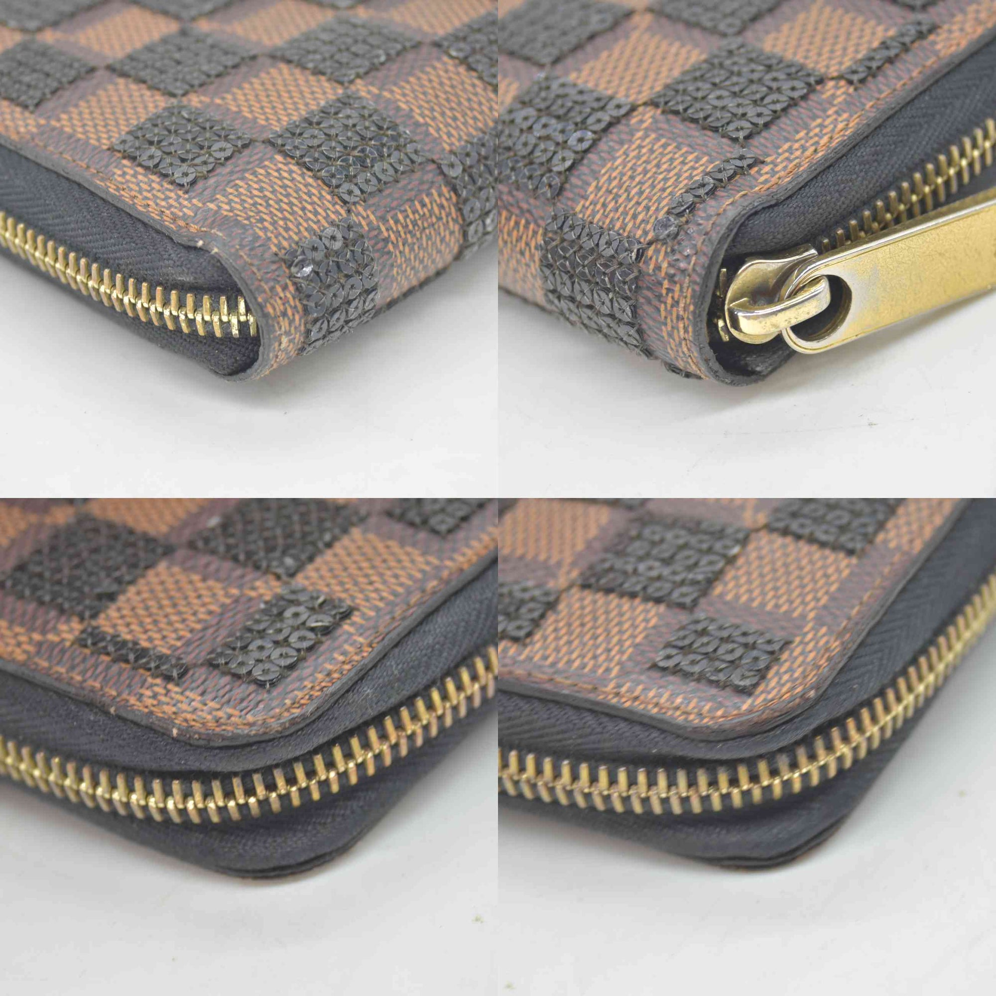 $1050 2013 LOUIS VUITTON Damier Payette Zippy Wallet Long Wallet Black CA1183