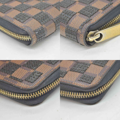 $1050 2013 LOUIS VUITTON Damier Payette Zippy Wallet Long Wallet Black CA1183
