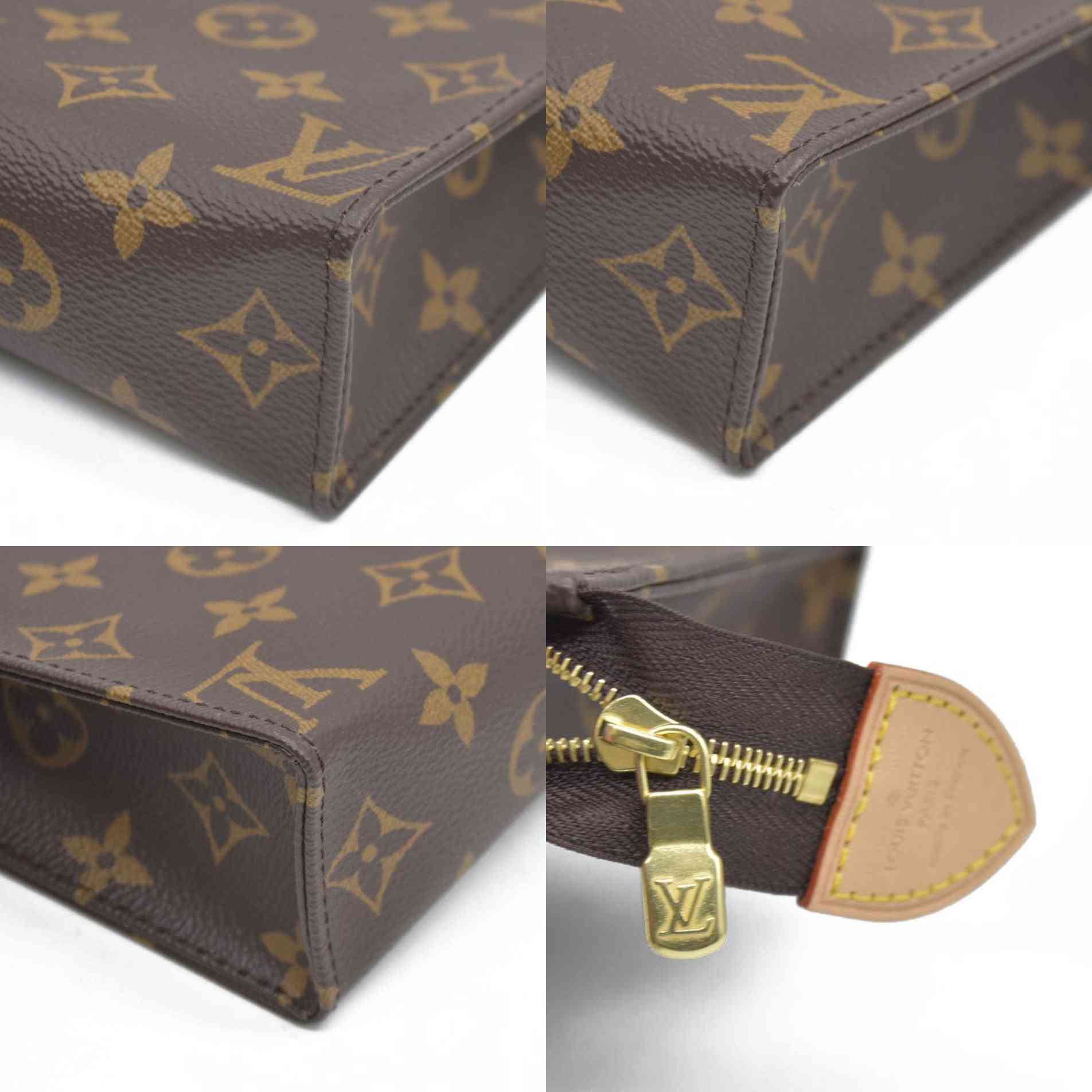 $885 RFID Louis Vuitton  Monogram Toiletry Pouch 19 Red CONSIGNMENT
