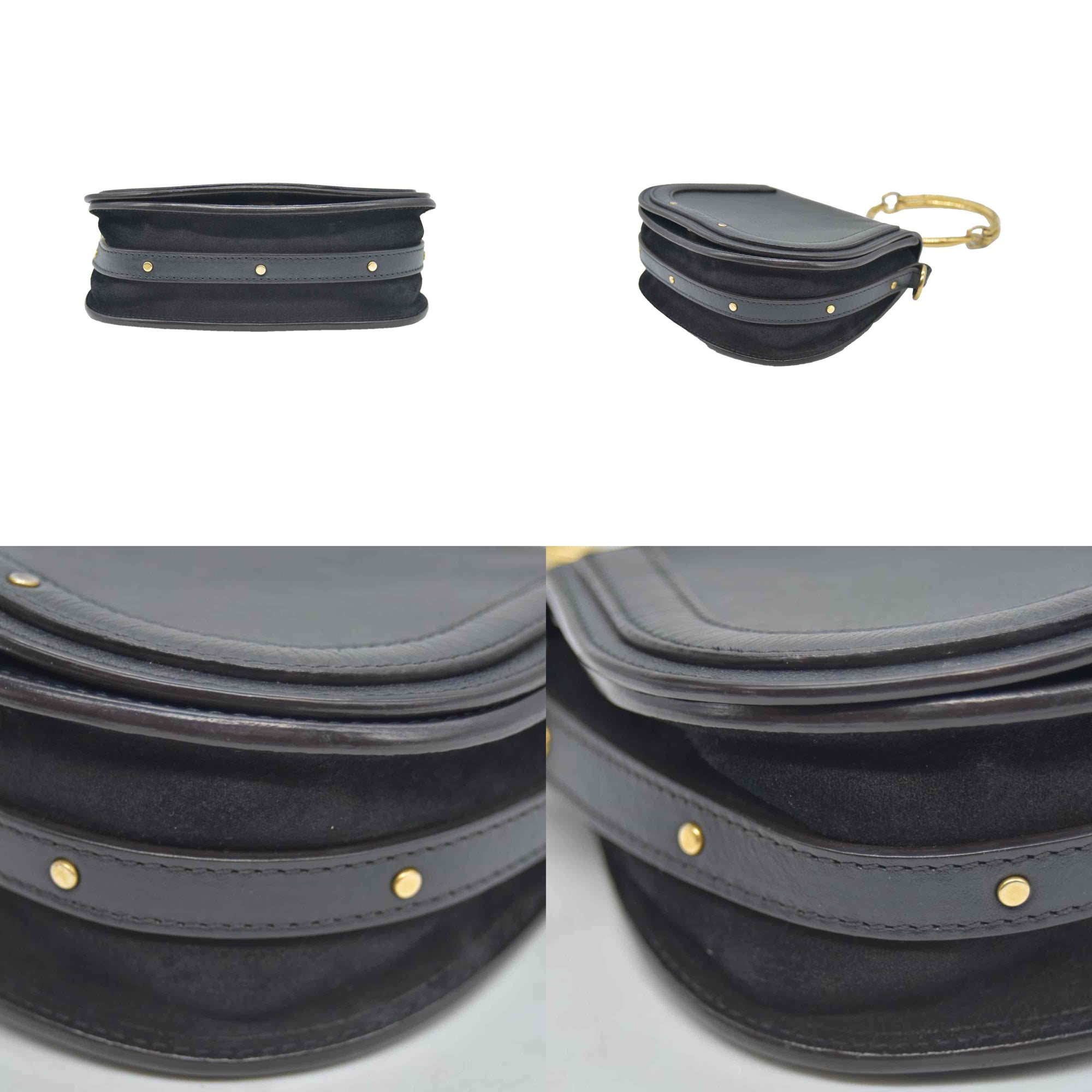 $1690 Chloe Calfskin Small Nile Bracelet Bag Black