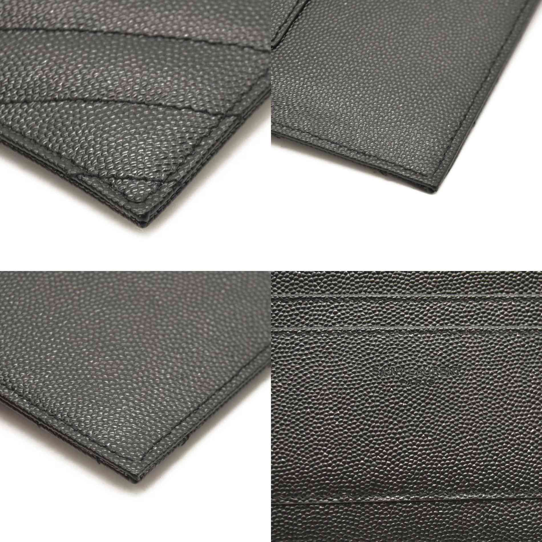 SAINT LAURENT Grain De Poudre Chevron Monogram Large Bill Pouch Black