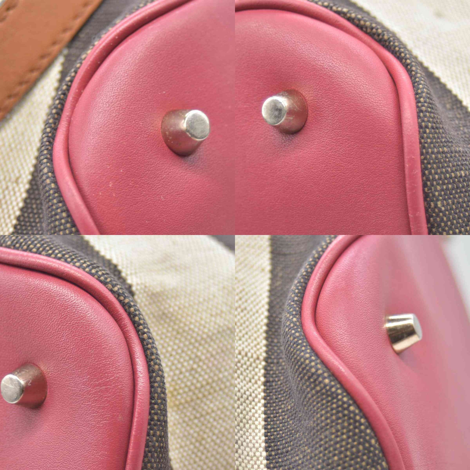 $1150 CONSIGNMENT BURBERRY Canvas Mega Check Medium Ashby Tassel Hobo Cinnamon Red