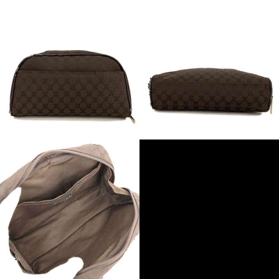 PRE-ORDER CELINE Macadam Cherry Blossoms Motif Canvas Cosmetic Pouch Bag Brown