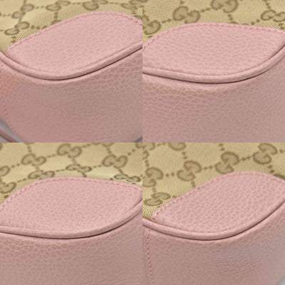 $1290 Gucci Monogram Mini Bree Messenger Bag Beige Soft Pink
