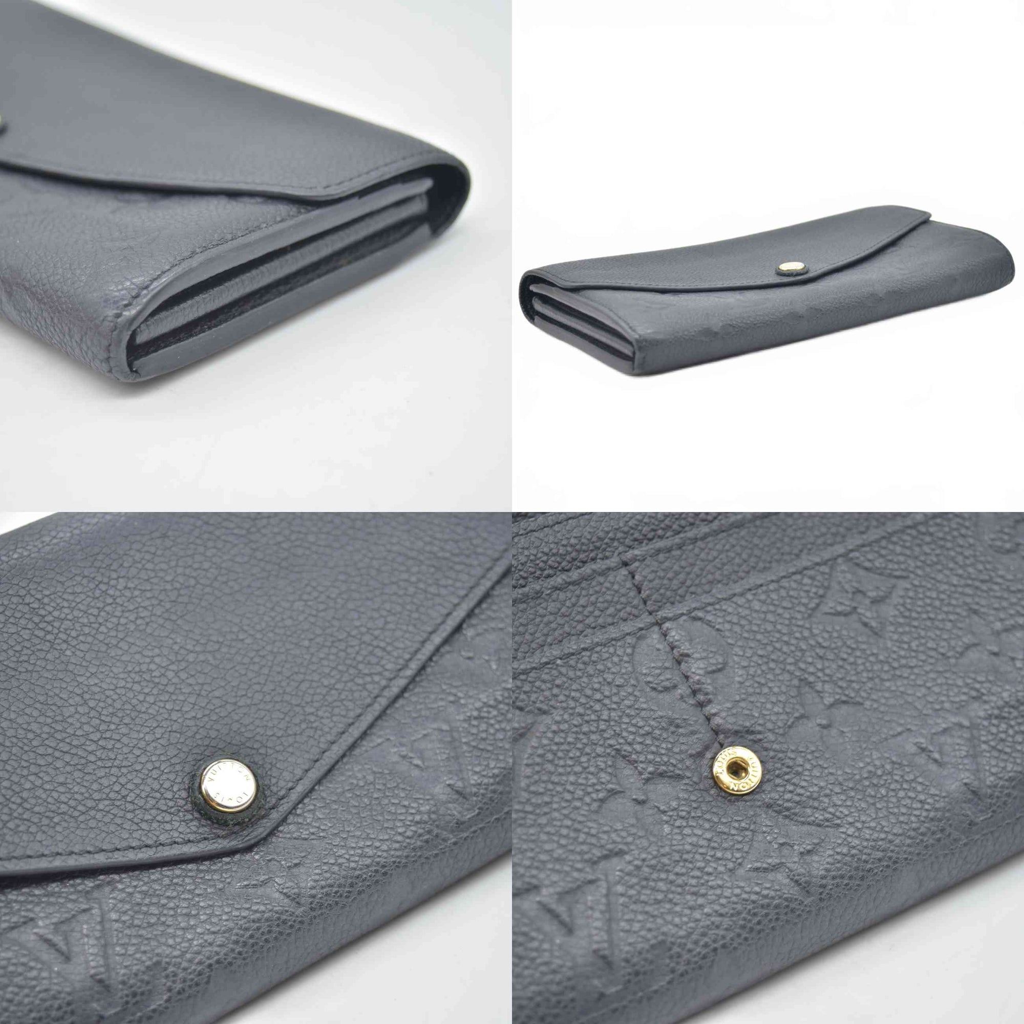 $1060 2015 Louis Vuitton Empreinte Sarah Wallet NM Black CA2115