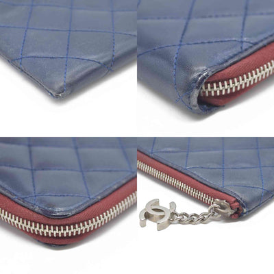 Chanel Long Quilted Charm Wallet CC Navy Blue CONSIGNMENT