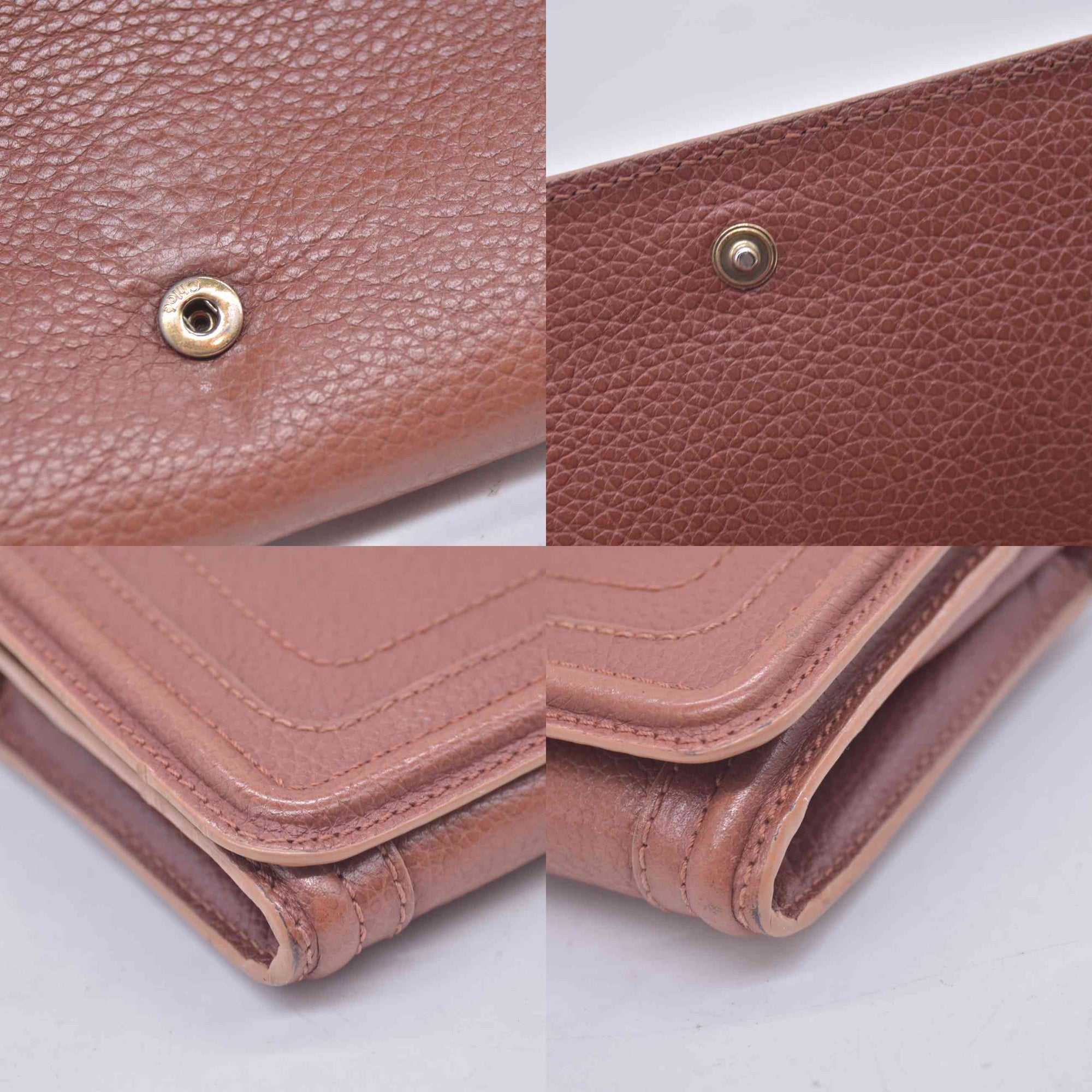 $595 2013 Chloe Brown Leather Paraty Continental Wallet