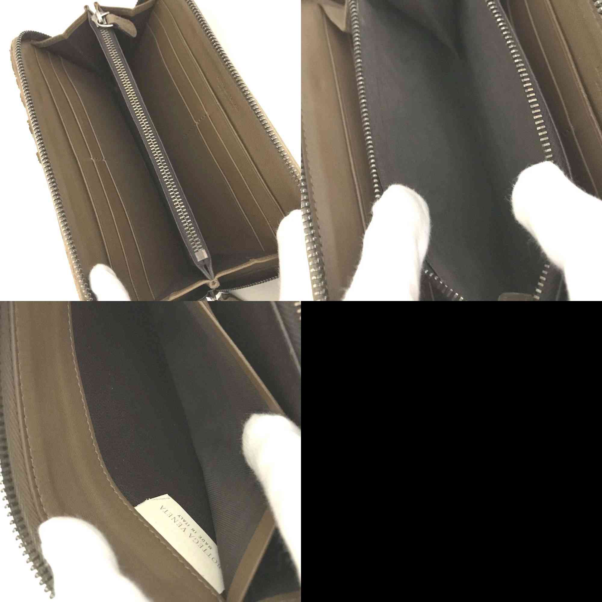 $1100 Bottega Veneta Nappa Intrecciato Zip Around Wallet Ebano Brown 10019331
