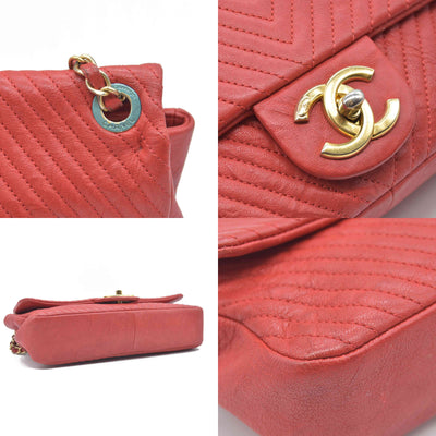$4450 Chanel Calfskin Surpique Chevron Medium Flap 2016