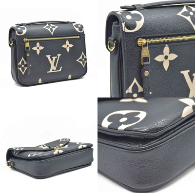 $3150 Louis Vuitton Empreinte Monogram Giant Pochette Metis Black Beige Bicolor CONSIGNMENT