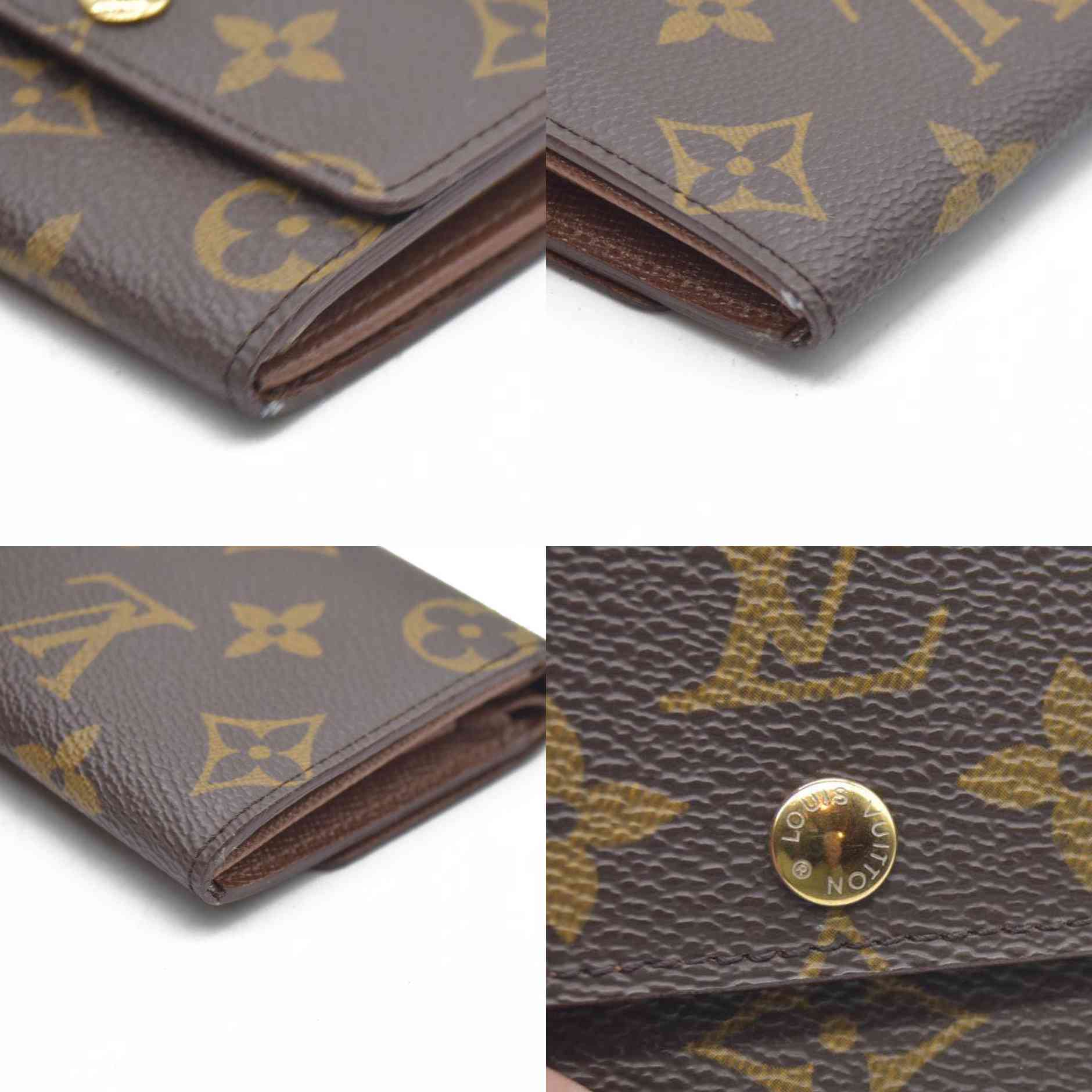 $430 Louis Vuitton Monogram Porte Monnaie Plat Coin Purse Wallet Brown