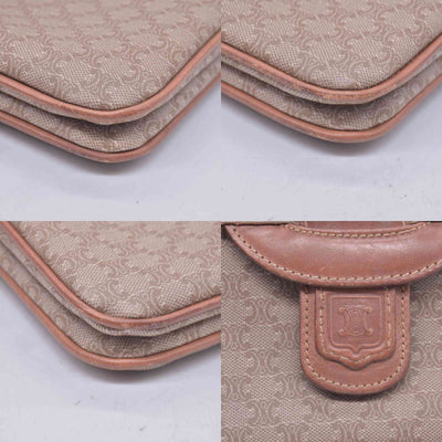 CELINE C Macadam Canvas Flap Shoulder Bag Chain Strap Tan CONSIGNMENT 10021189