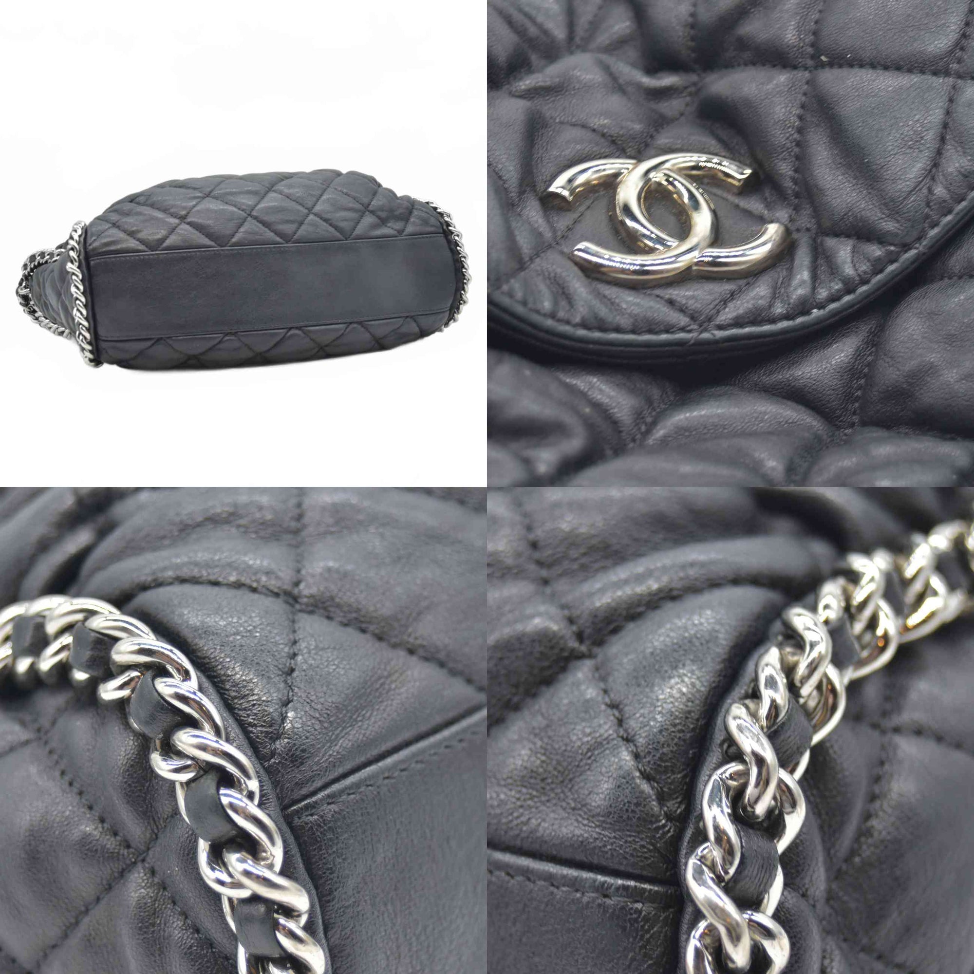 $3320 2011 Chanel Quilted Chain Me Hobo Black Chain Around