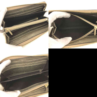 $830 Gucci GG Marmont Snake-Effect Leather Zip Around Wallet Gold