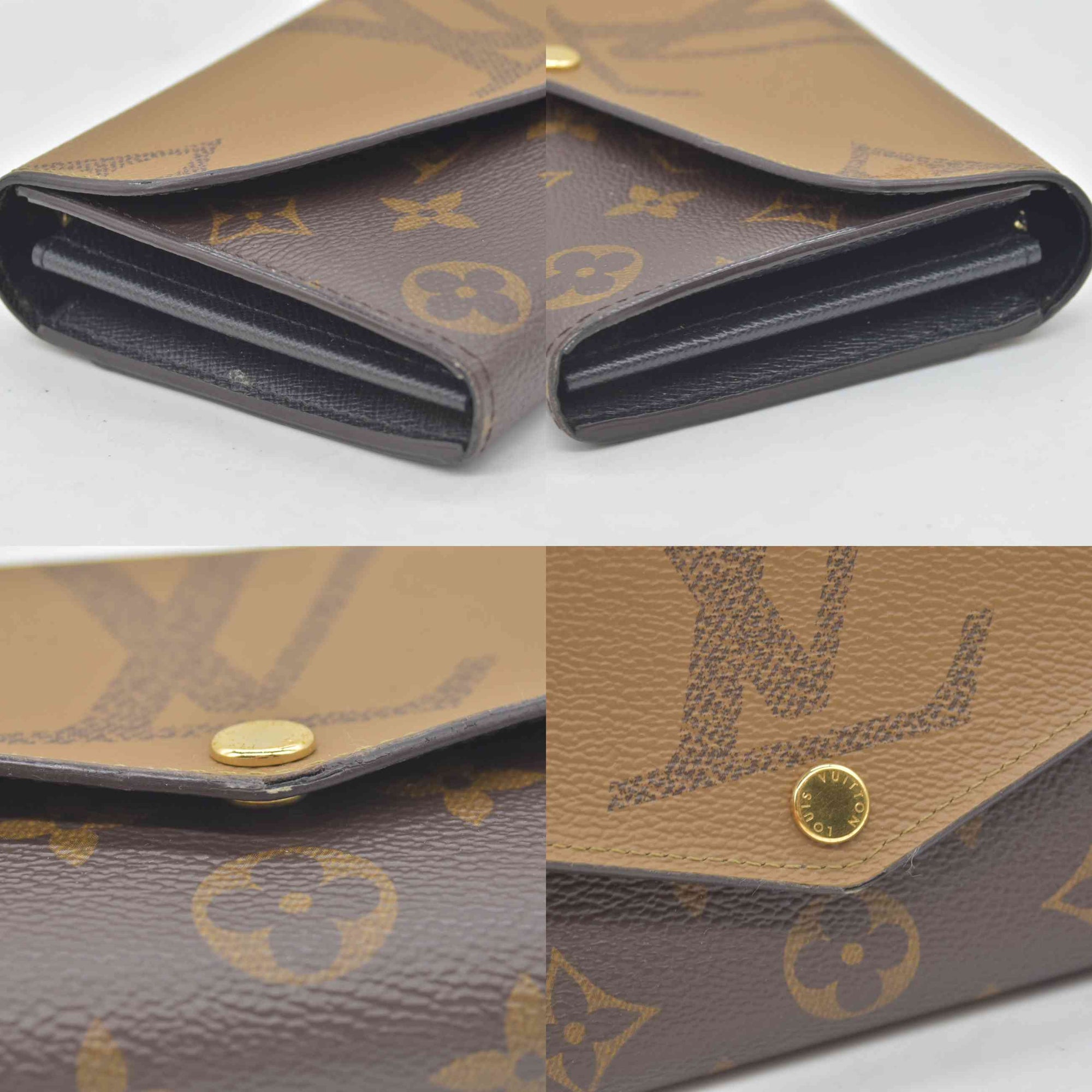 $885 RFID Louis Vuitton Reverse Monogram Giant Sarah Wallet