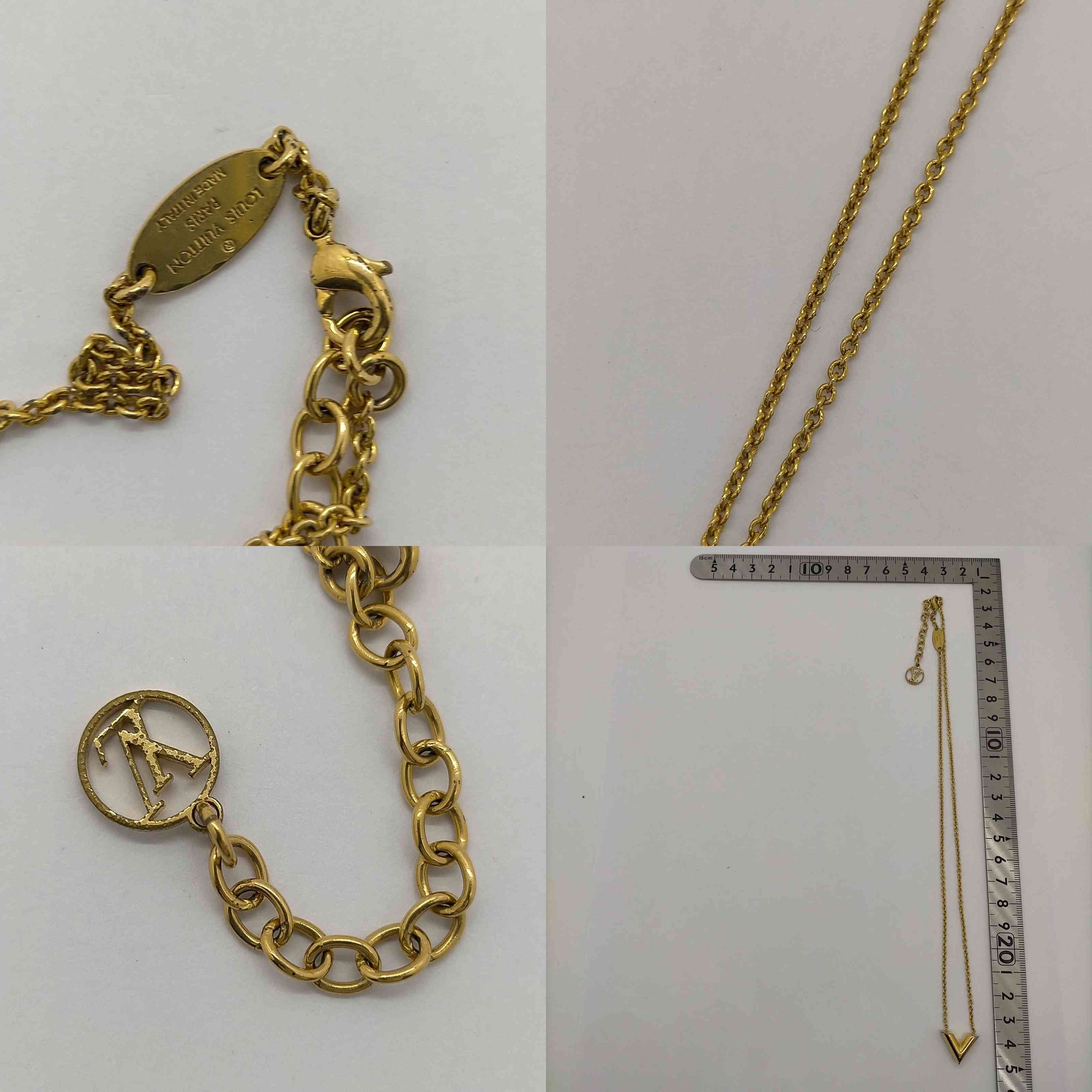 $520 2020 Louis Vuitton Essential V Necklace Gold LE1200