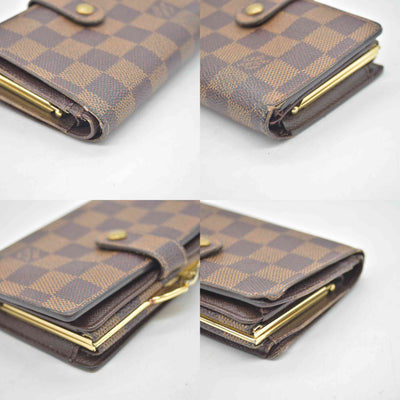 $750 2003 Louis Vuitton Damier Ebene Kisslock French Wallet MI0043