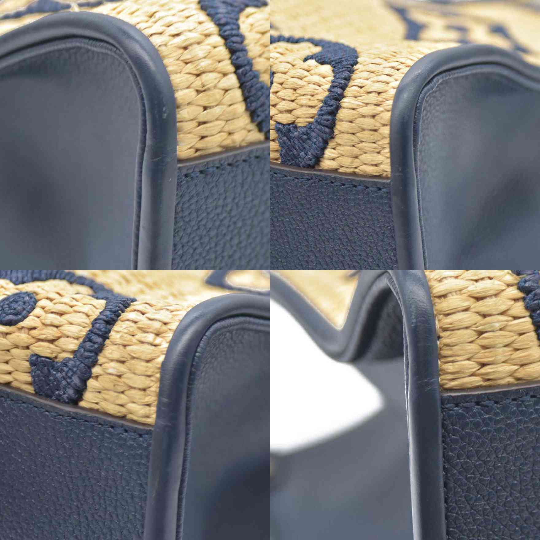 Louis Vuitton Raffia Calfskin Monogram Giant Onthego MM Blue