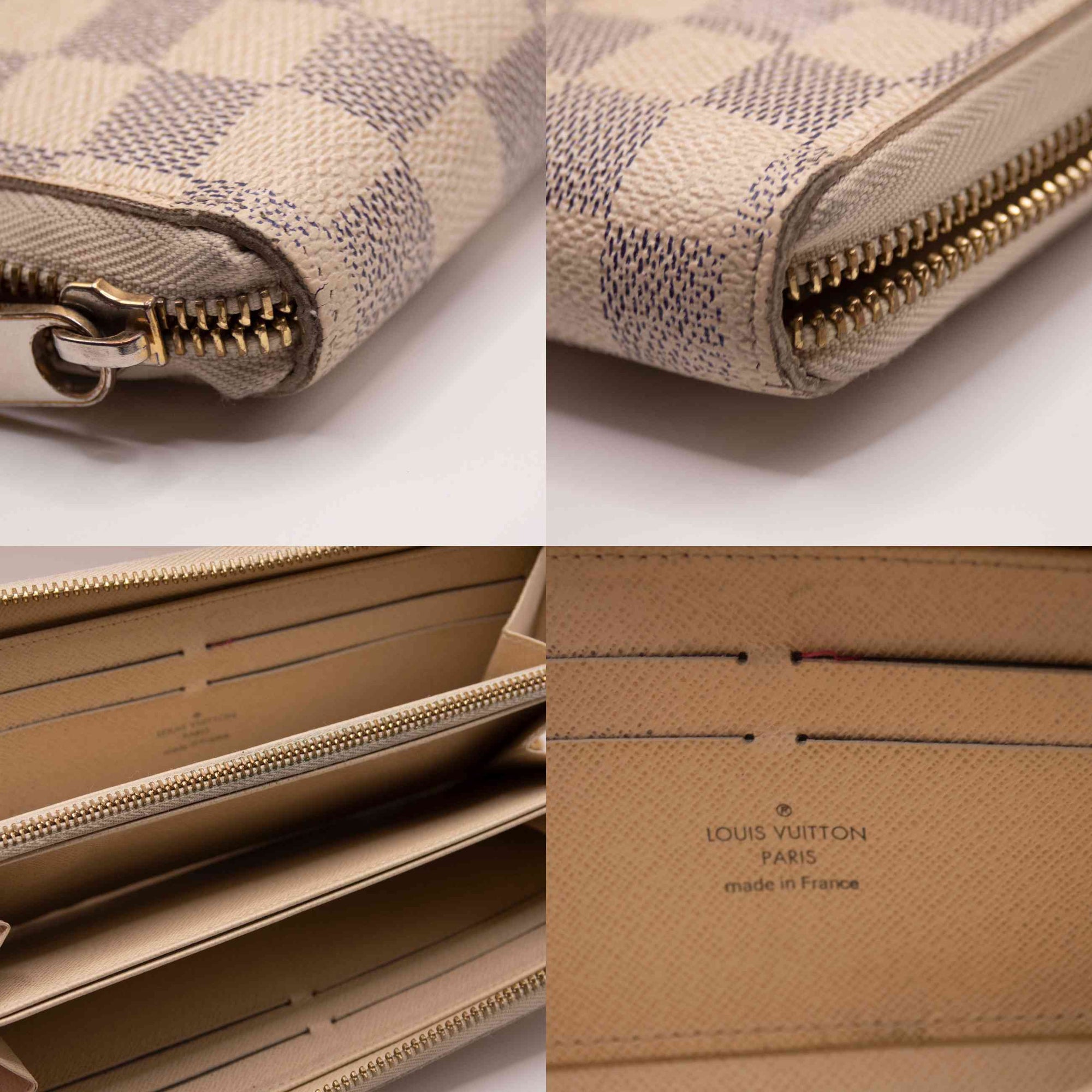 $960 2007 Louis Vuitton Damier Azur Zippy Zip Around Long Wallet White VI5007