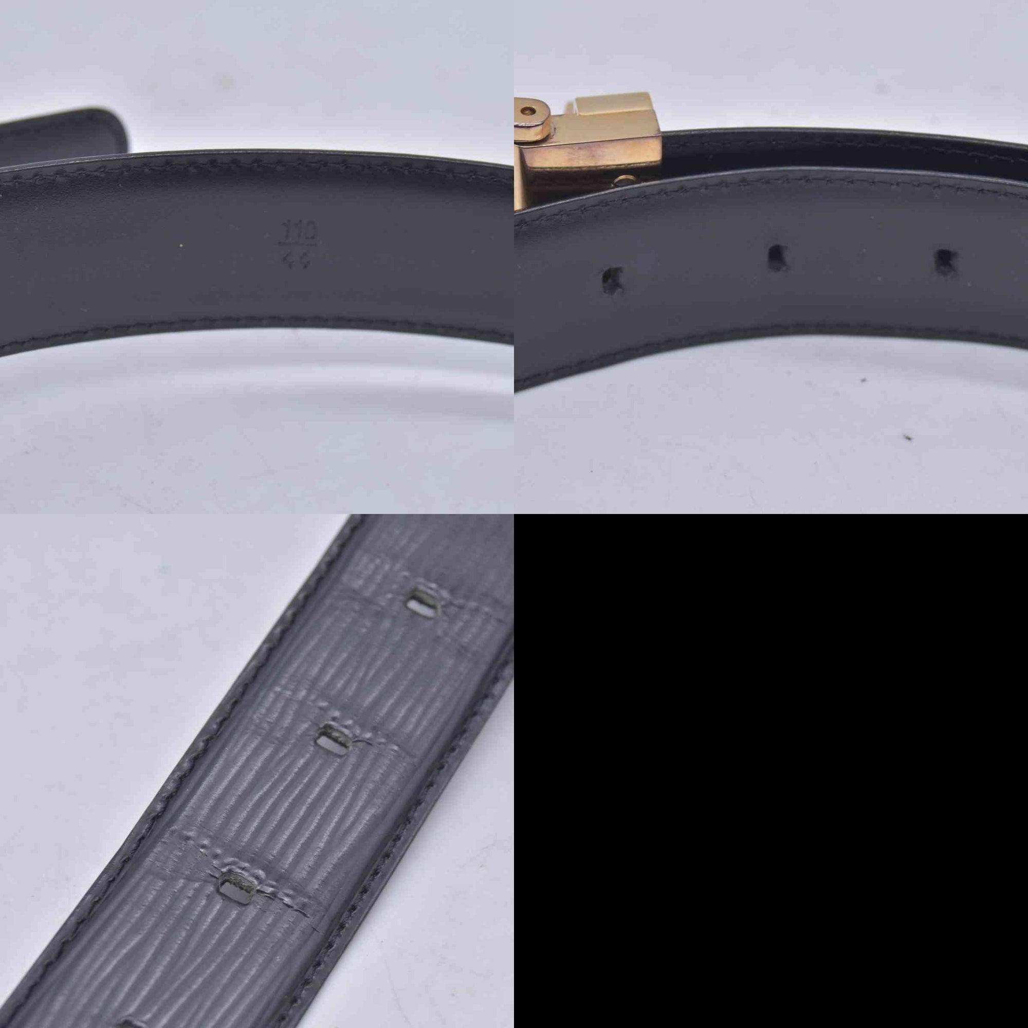 $550 LOUIS VUITTON Epi Initiales Belt 30mm Noir Black 110/44 CONSIGNMENT 10021577