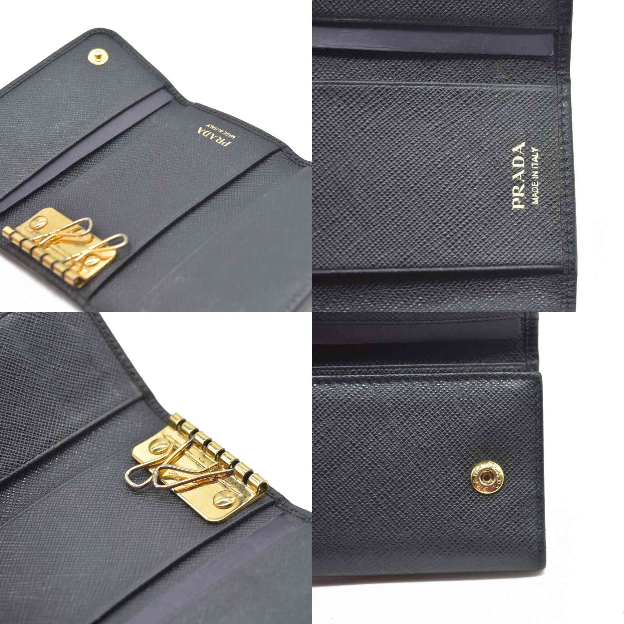 Prada Saffiano Leather Bow Key Holder