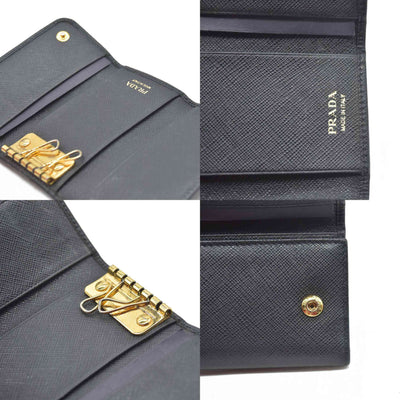 Prada Saffiano Leather Bow Key Holder