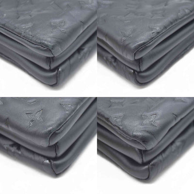 $4950 LOUIS VUITTON  Lambskin Embossed Monogram Coussin PM Black