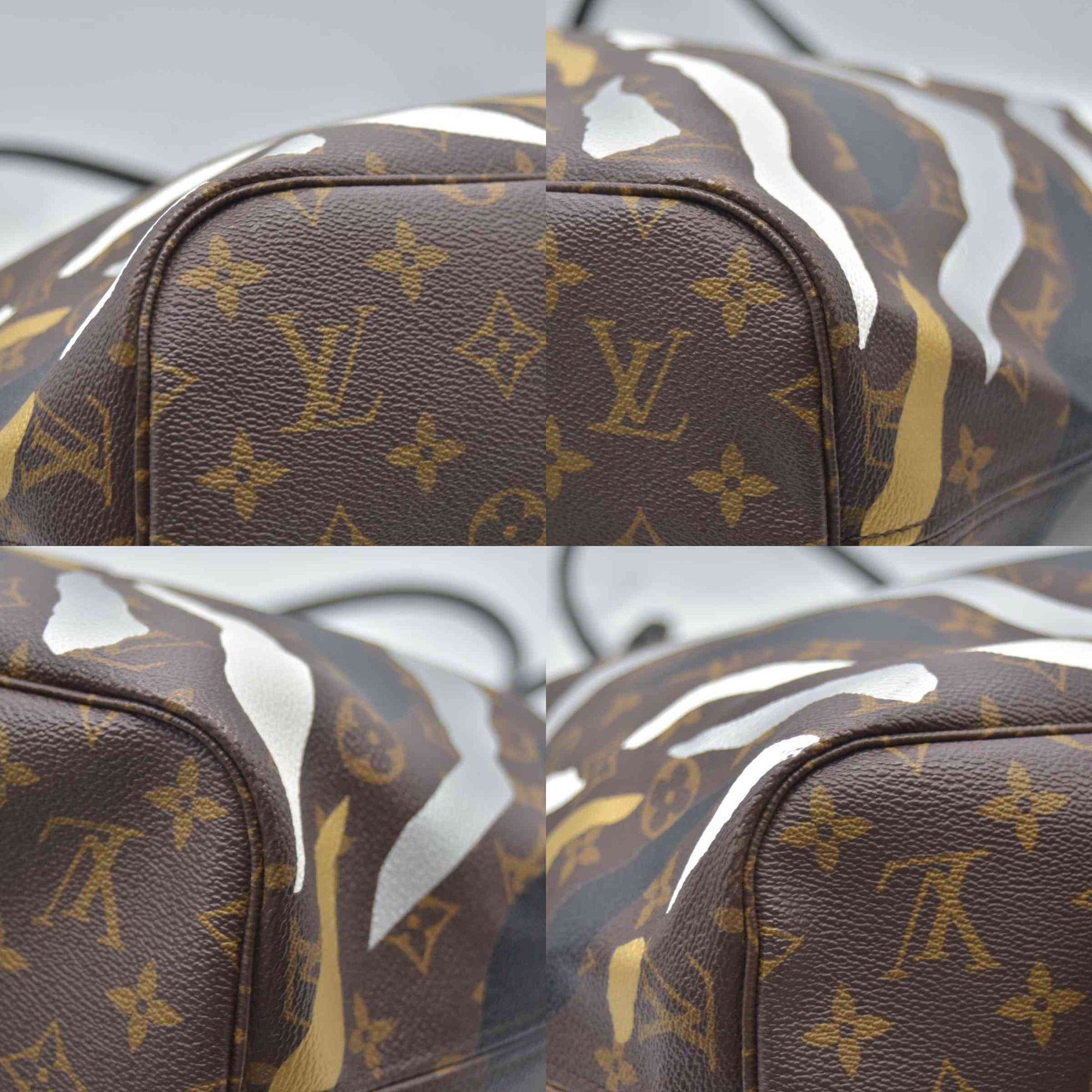 $2550 Louis Vuitton x LoL Monogram Neverfull MM Gold Silver