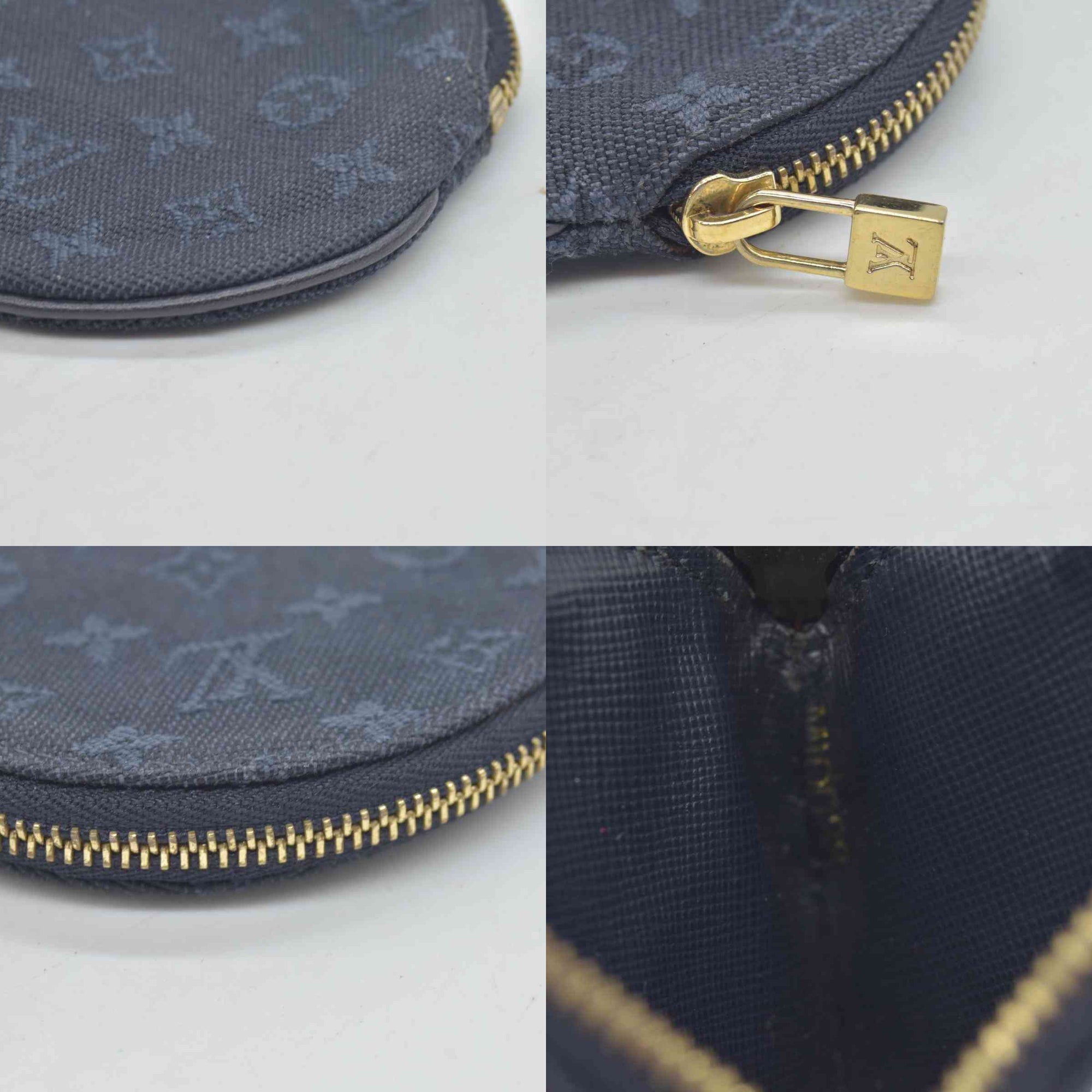 LOUIS VUITTON Round Coin Mini Lin Zippy Wallet Dark Blue CONSIGNMENT