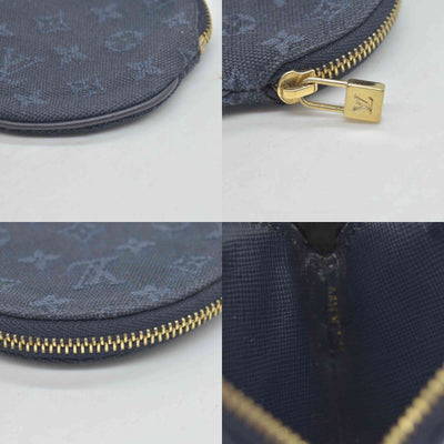 LOUIS VUITTON Round Coin Mini Lin Zippy Wallet Dark Blue CONSIGNMENT