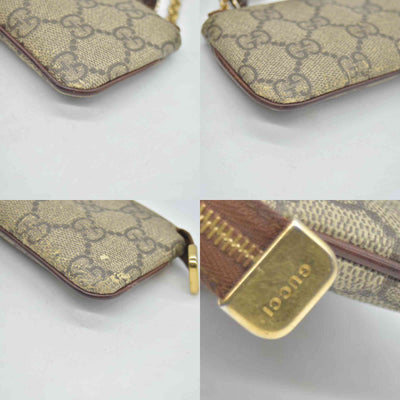 $380 GUCCI GG Supreme Monogram Key Case Beige Ebony Cuir