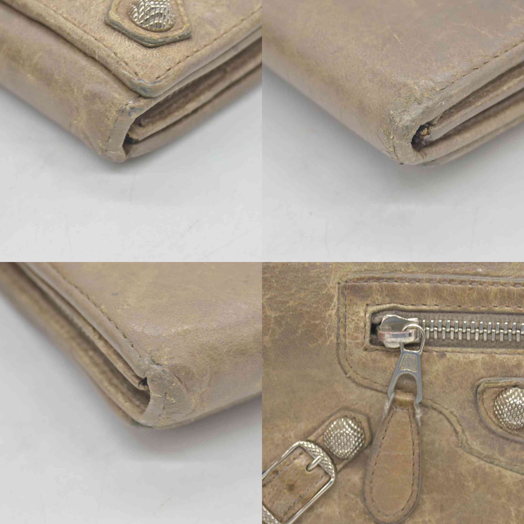Balenciaga Agneau Classic Hardware Money Wallet Beige Nougatine CONSIGNMENT