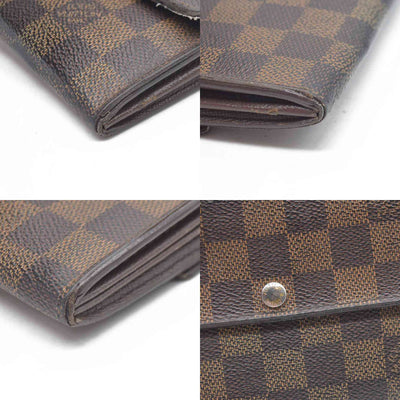 $770 Louis Vuitton Damier Porte Feuille Sarah Long Bifold Wallet Brown