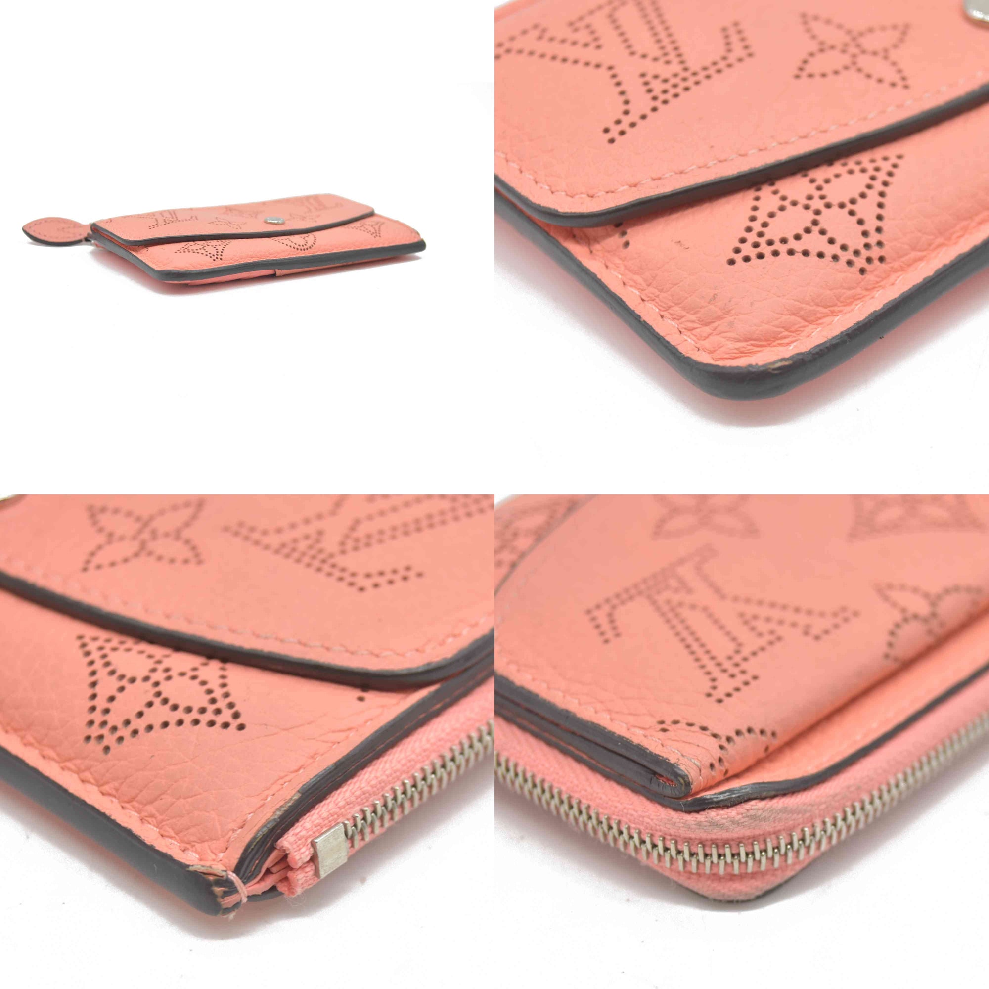 AUCTION $870 Louis Vuitton Mahina Recto Verso Card Holder Coral Leather