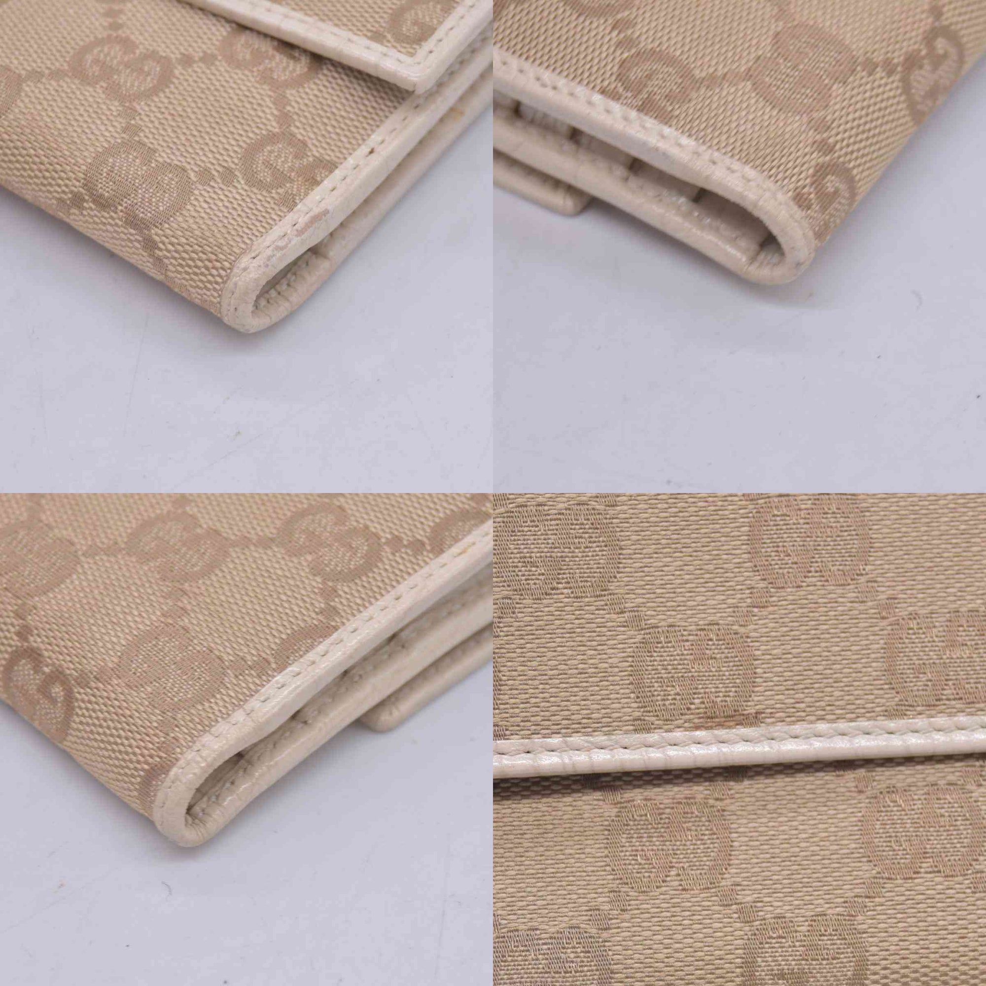$520 GUCCI GG Canvas Continental Flap Wallet Beige CONSIGNMENT 10021578