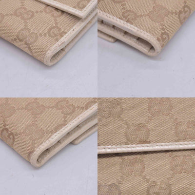 $520 GUCCI GG Canvas Continental Flap Wallet Beige CONSIGNMENT 10021578