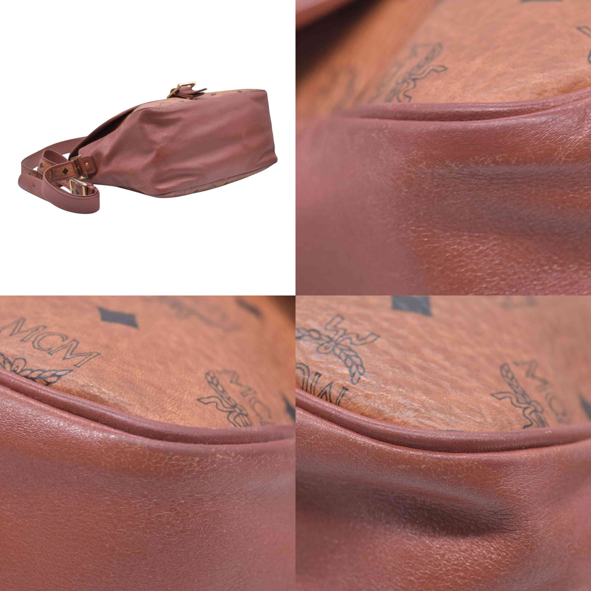 $980 MCM Visetos Flap Messenger Bag Cognac CONSIGNMENT 10021348