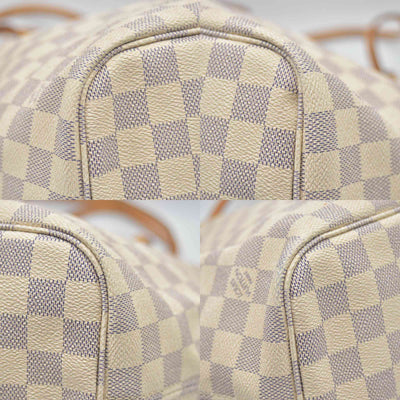 $2240 2010 Louis Vuitton Damier Azur Neverfull MM Rose Ballerine AR1120