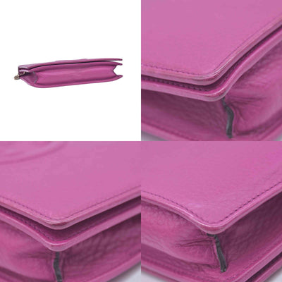 $850 Gucci Pebbled Calfskin Soho Wallet On Chain Fuchsia CONSIGNMENT
